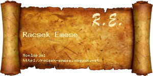 Racsek Emese névjegykártya